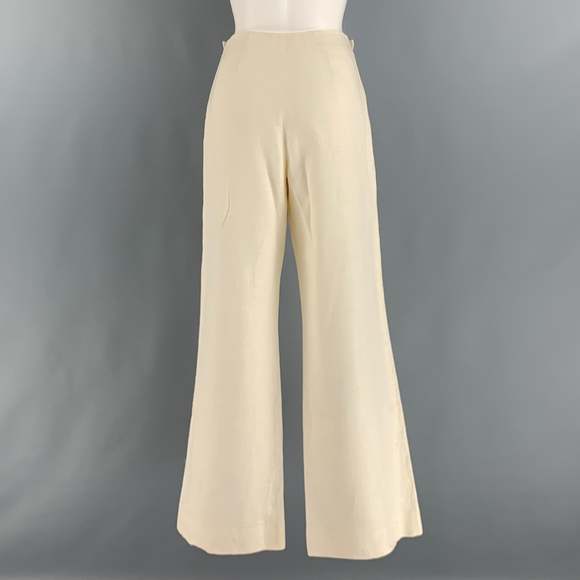 EMANUEL UNGARO Cream Linen Nautical Dress Pants - Picture 3 of 5